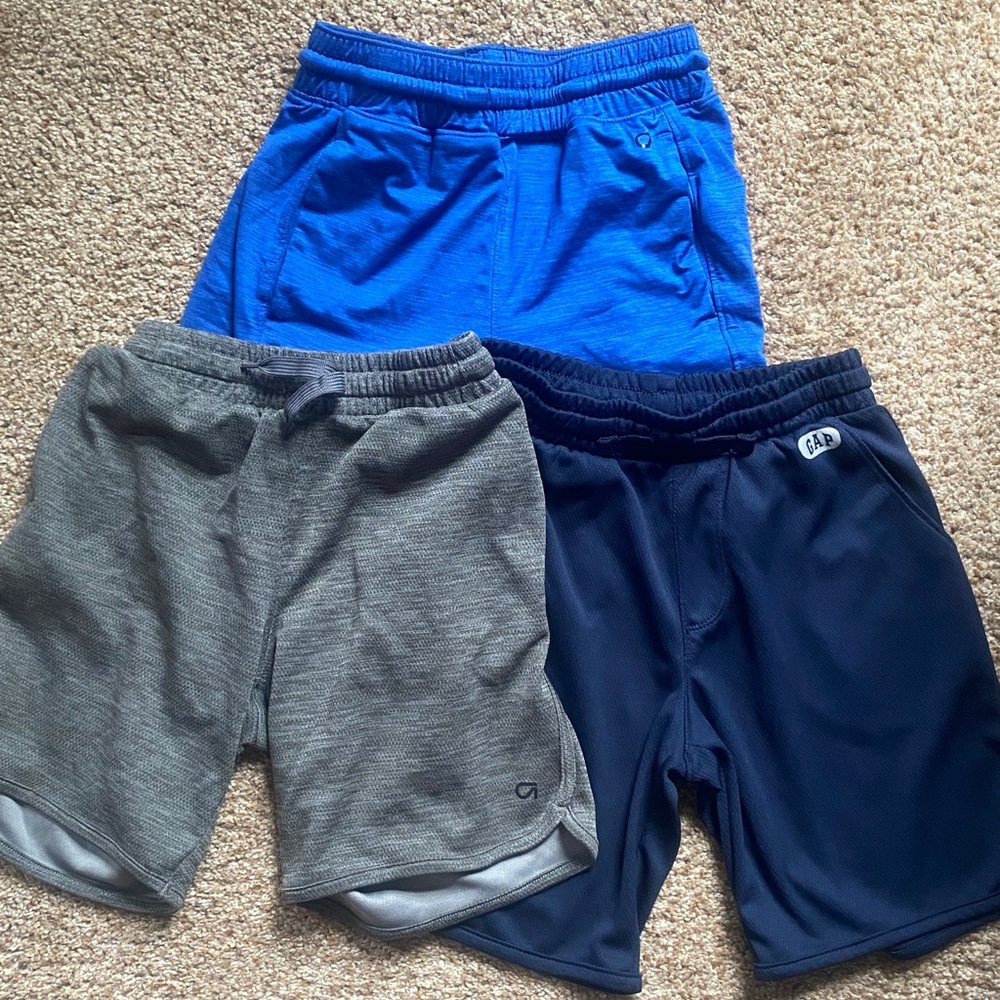 Gap Gapfit shorts, S/6-7. Gray mesh, navy mesh, royal blue